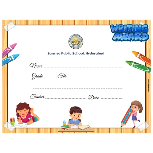 School Writing Award Certificate 8.5 × 11 (US Letter) | Use on Laser Printer